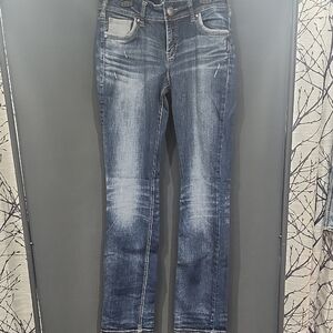 Silver Jeans Blue Straight Leg Jeans with Distressed Look